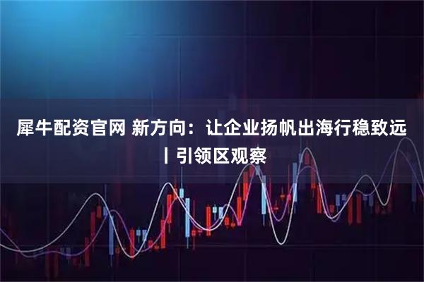 犀牛配资官网 新方向：让企业扬帆出海行稳致远丨引领区观察